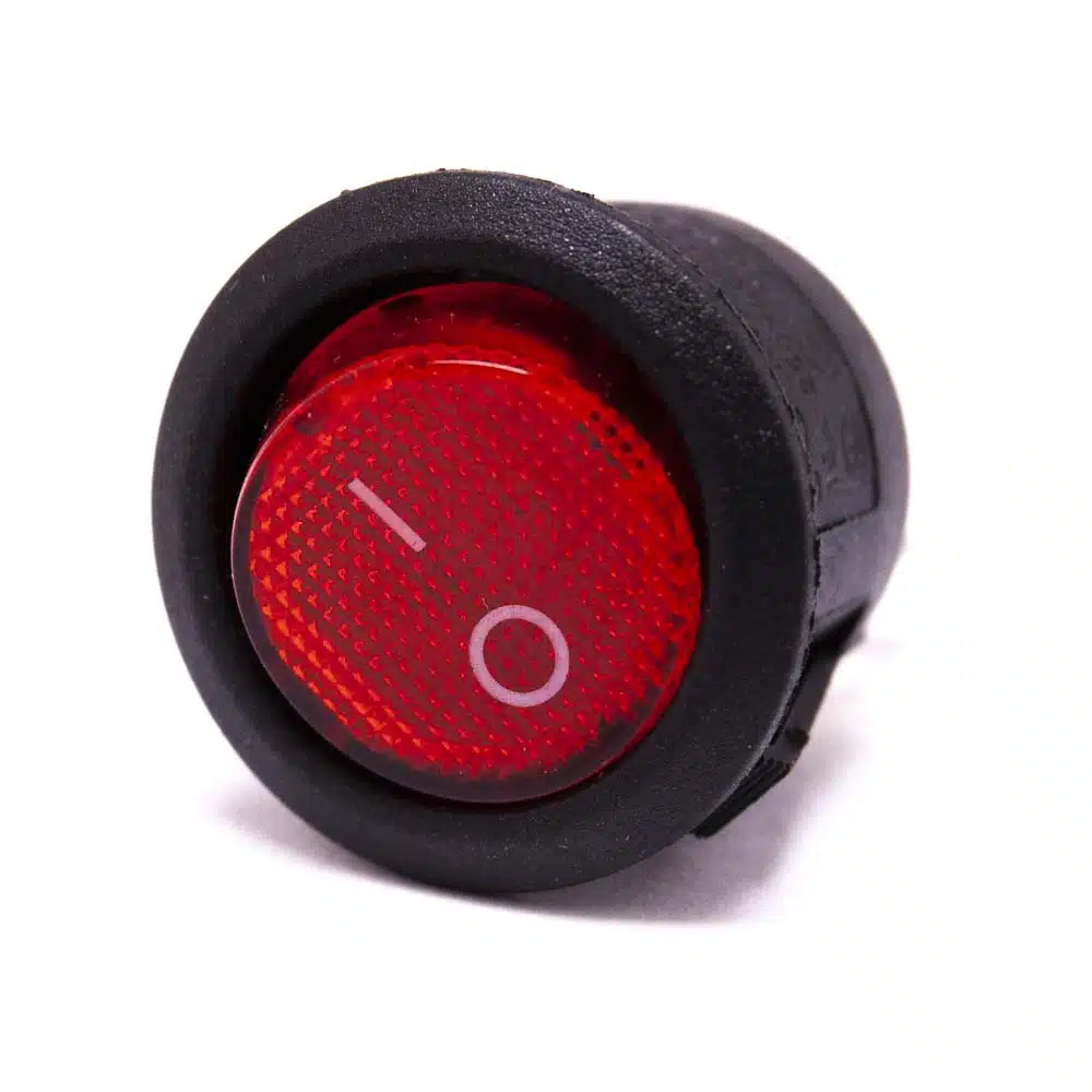 Schakelaar transparant rood rond aan uit