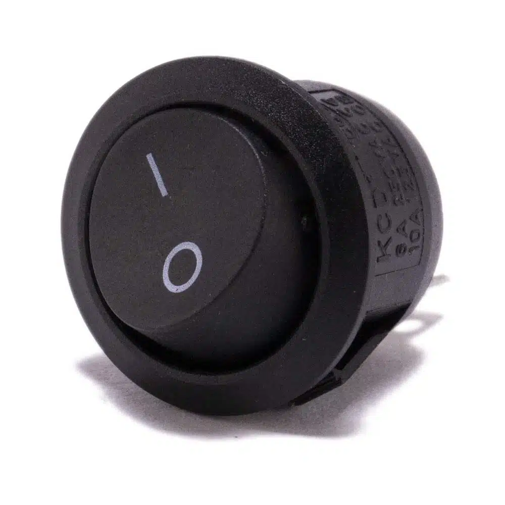Schakelaar aan uit zwart rond