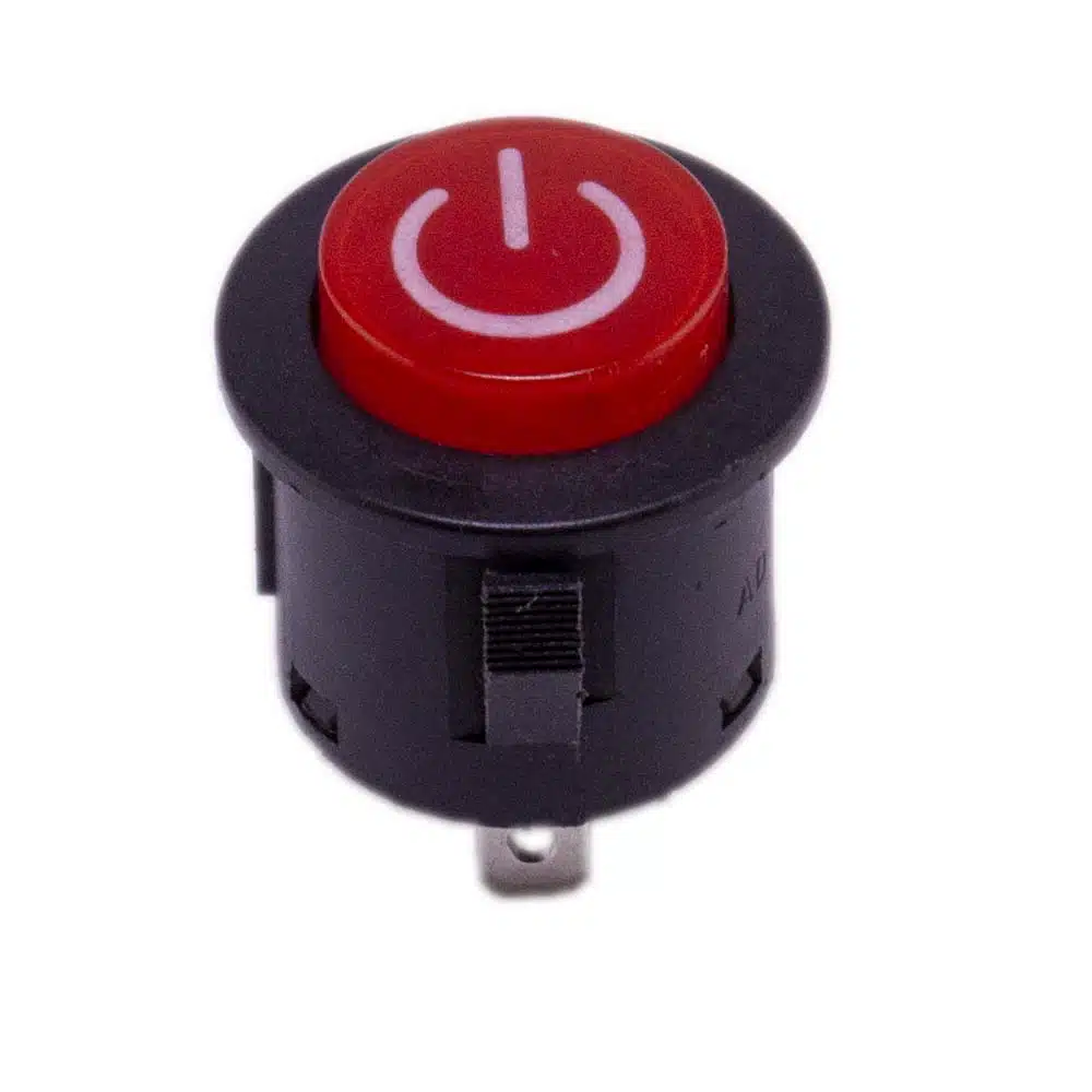 Drukknop aan uit rond met LED 26mm