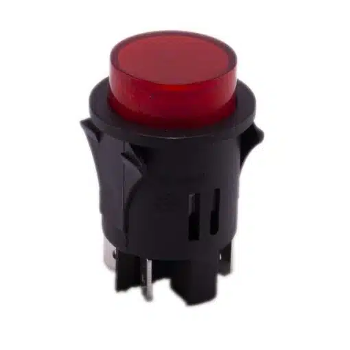 Drukknop aan uit met LED rood 28mm