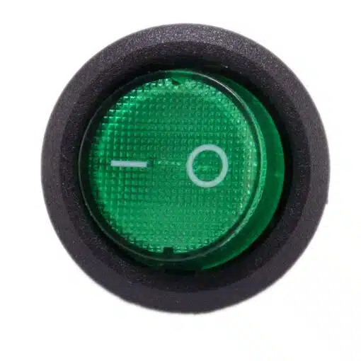 Schakelaar aan uit groen rond met LED - Afbeelding 2