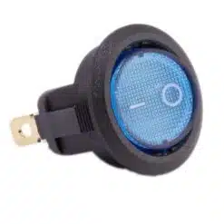Schakelaar aan uit blauw rond met LED