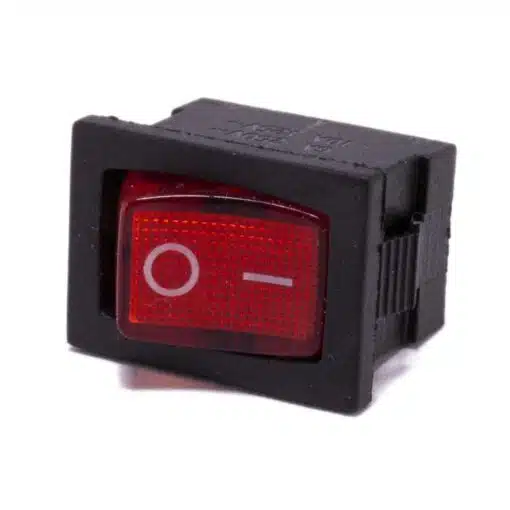 Schakelaar aan uit rood transparant 21mm x 15mm