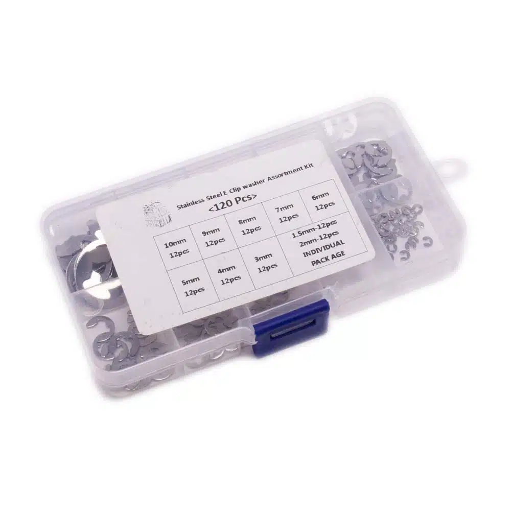 E-clip set 120 stuks 1.5mm t/m 10mm RVS - Afbeelding 2