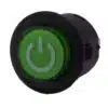 Drukknop aan uit rond met LED groen 26mm