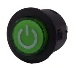 Drukknop aan uit rond met LED groen 26mm