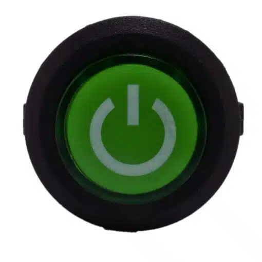 Drukknop aan uit rond met LED groen 26mm - Afbeelding 2