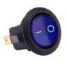 Schakelaar aan uit donker blauw rond met LED