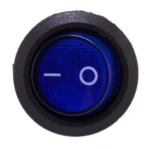 Schakelaar aan uit donker blauw rond met LED - Afbeelding 2