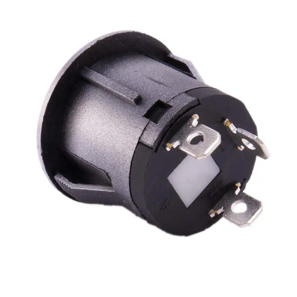 Drukknop 28mm aan uit zilver rond met LED - Afbeelding 3