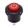 Drukknop 28mm aan uit rood rond met LED