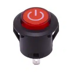 Drukknop 28mm aan uit rood rond met LED