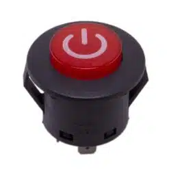 Drukknop 28mm aan uit rood rond met LED