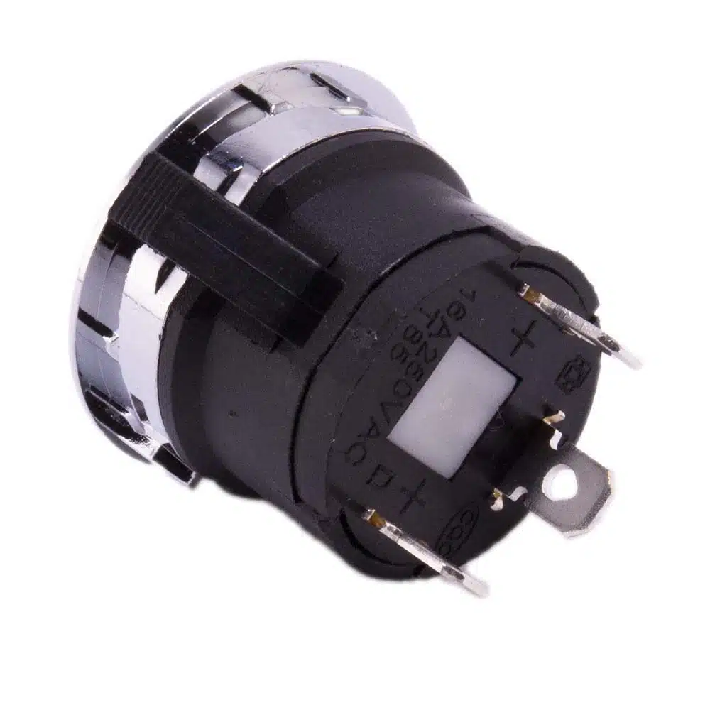 Drukknop 28mm aan uit zilver rood rond met LED - Afbeelding 4