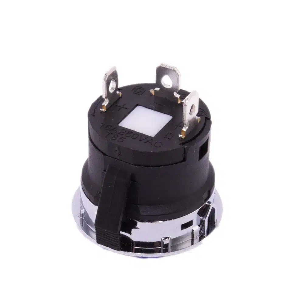 Drukknop 28mm aan uit zilver rood rond met LED - Afbeelding 3