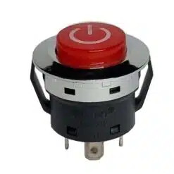Drukknop 28mm aan uit zilver rood rond met LED