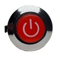 Drukknop 28mm aan uit zilver rood rond met LED - Afbeelding 2