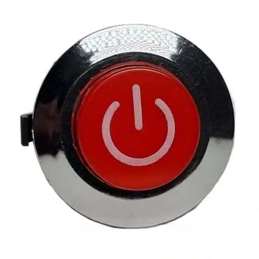 Drukknop 28mm aan uit zilver rood rond met LED - Afbeelding 2