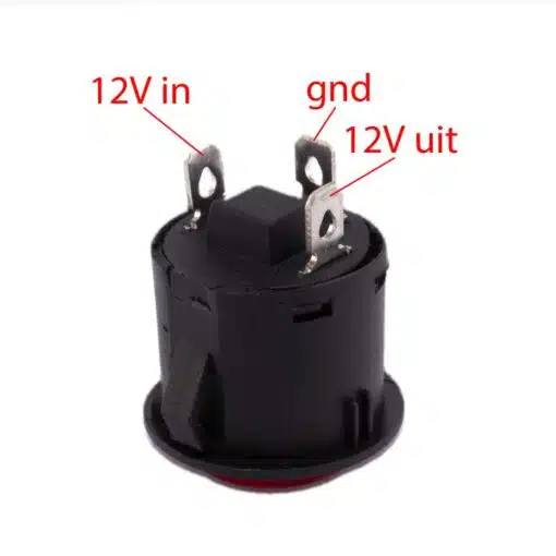 Drukknop 28mm aan uit zilver rood rond met LED - Afbeelding 5